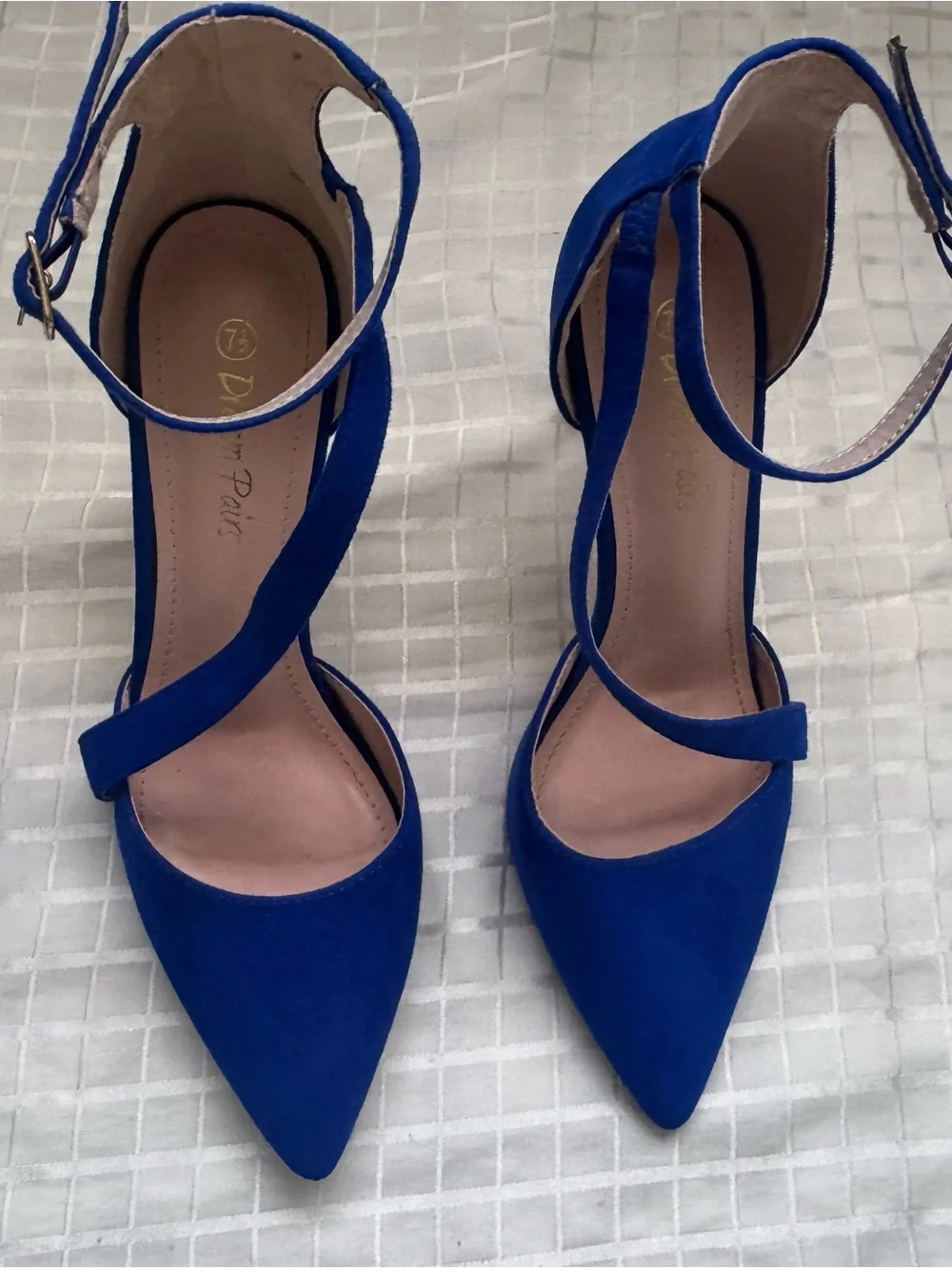 Dream Pairs Cobalt Blue Pointed-Toe Ankle Strap Heels